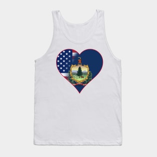 State of Vermont Flag and American Flag Fusion Design Tank Top